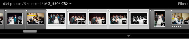 To multi select images, click one image and get it selected in Lightroom. Then, hold shift and click an image somewhere down the filmstrip, and all images will be selected in between.